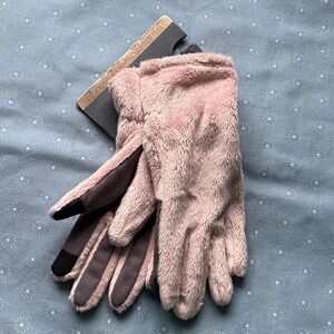 Apana Pink and Gray Fleece Gloves